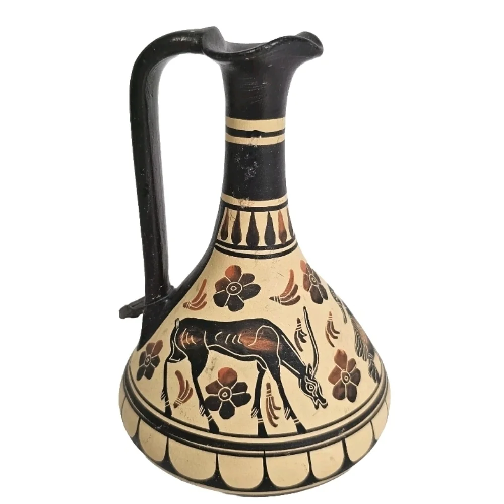 Vintage Ancient Greek Pitcher Vase Pottery  “Copy Corinthian Period